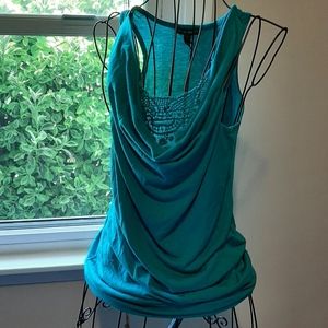 Blue green sleeveless blouse